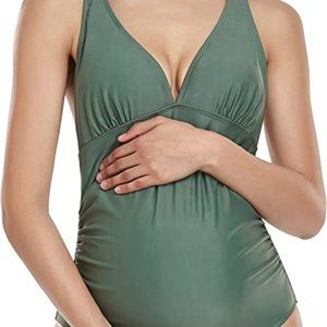 Olive Green Maternity Swimsuit - Large
